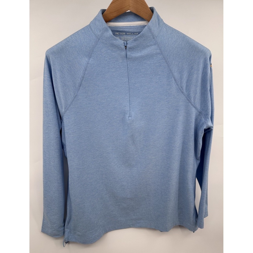 Peter Millar Mélange Raglan-Sleeve Perth Layer Women's XL Blue Golf Pullover New